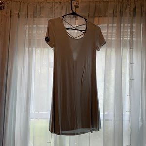 Light blue flowey dress with cross back.